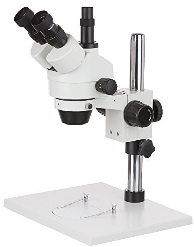 AmScope SM-1T Trinokulares Inspektionsmikroskop mit Extra Großem Ständer, 7X-45X, Weiß