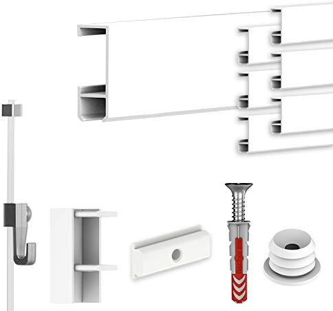 hang-it Komplettset - Galerieleisten Bilderleisten - 14 Meter inkl. Bilderhaken, Seile und Montagematerial