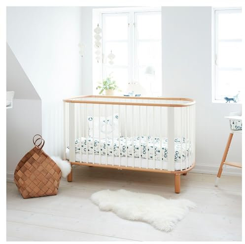 Flexa Babybett | Gitterbett aus Buche für Babys | Dänisches Design | 6 Flexibilitätsstufen | Kinderbett Weiss