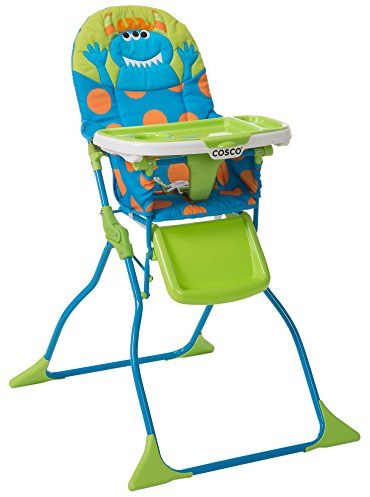Cosco Kids Simple Fold Folding High Chair for Babies and Toddlers (from 6 Months to 50 lbs) Simple Fold Deluxe with 3-Position Tray, Portable High Chair, Monster Syd