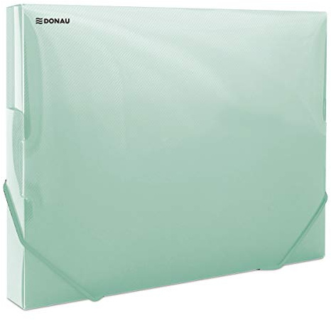 DONAU 8545001PL-06 Samlarlåda Dokumentlåda Häftbox med hörnklämma gummi, tillverkad av plast/PP 700μm grön transparent för DIN A4| ryggbredd 30 mm | Hopfällbara sidovingar | för kontor och skola