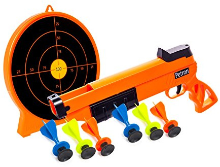 Petron SURESHOT Combo Pack Kinder Pump Action Pistole + Zielscheibe, orange/schwarz (1 Set)