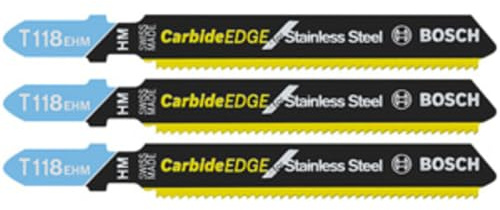 Bosch T118EHM3 3 pc. 3-1/4 in. 14 TPI Carbide Edge for Stainless Steel T-Shank Jig Saw Blades