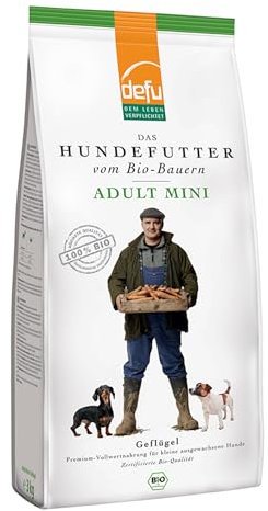 defu Hundefutter | 3 x 3 kg | Adult Mini Bio Geflügel | Premium Bio Trockenfutter für kleine, ausgewachsene Hunde