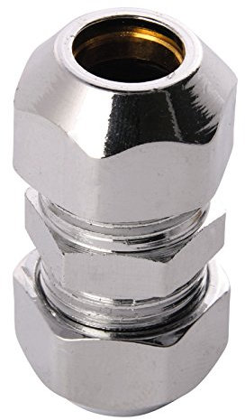 Sanitop-Wingenroth Doppel-Quetschverschraubung | Kupplung mit 2 Quetschen | 10 mm | Quetschverschraubung | Für Kupfer-Rohre | Anschluss von Armaturen | Verchromt, 16192 3