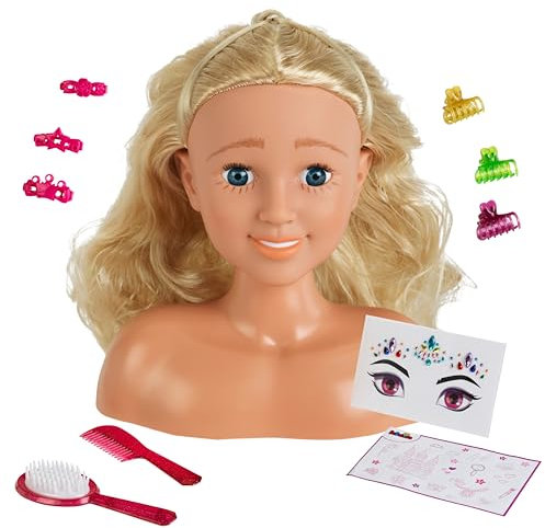 Theo Klein 5205 Schmink- und Frisierkopf I 20 cm hoher Kopf mit langem Haar I Inkl. Haarschmuck und Kosmetik I Maße: 10 cm x 18 cm x 20 cm I Spielzeug für Kinder ab 3 Jahren
