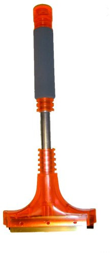 Veropa 6950RS Eiskratzer Alu DeLuxe mit Messing-Schabkante und extrabreiter Abstreiflippe, rot / schwarz, 30 cm