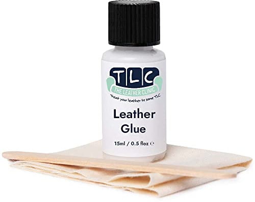 The Leather Clinic Leather Glue Repair Kit 15ml | Quick Dry, Strong, Flexible Paste & Repair Patch Included | Fix Tears & Rips in Leather Furniture, Sofas, Car Seats & More