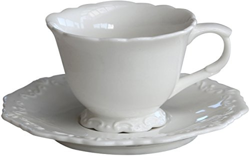 Chic Antique Tasse mit Unterteller Provence nostalgisch Porzellan Kaffeetasse