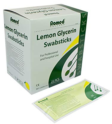Romed Baguettes de soins bucco-dentaires au citron glycérol Swabstick (25 x 3 = 75 pièces)