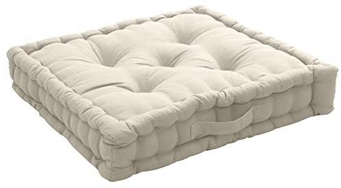 Bodenkissen, mit Griff, Baumwolle, 50 x 50 x 10 cm, elfenbein,