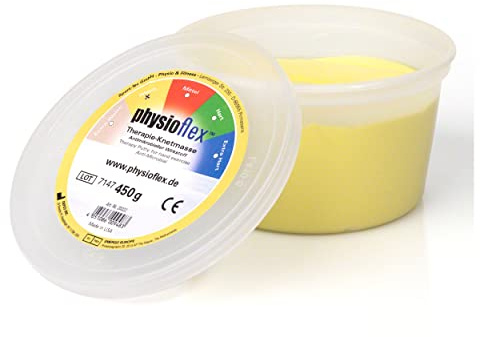 Sport-Tec Physioflex Therapie-Knetmasse weich, gelb, 450 g – Therapie-Knete für Ergotherapie, Handtraining, Feinmotorik & Rehabilitation – hypoallergen, latexfrei & rückstandsfrei