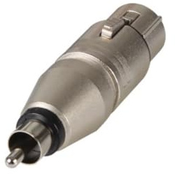 Neutrik Adaptateur audio XLR femelle vers RCA phono, connecteur pré-câblé pour studio, scène, enregistrement, instruments, mixage, boîtier métal argenté robuste, conforme norme IEC, usage intensif
