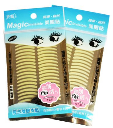 MAGIC Invisible pretty size (M) - Augenlidliftig ohne OP [2x60Paar] - Augenlidklebeband, Schlupflider Stripes im Doppelpack