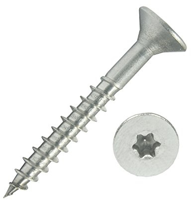 100 Stück Edelstahl-Schrauben 6x45 mm Teilgewinde Torx - Spanplattenschrauben mit Senkkopf - Holzschrauben/Holzbauschrauben - Werkstoff A2 VA V2A - Edelstahlschrauben/Universalschrauben TX25