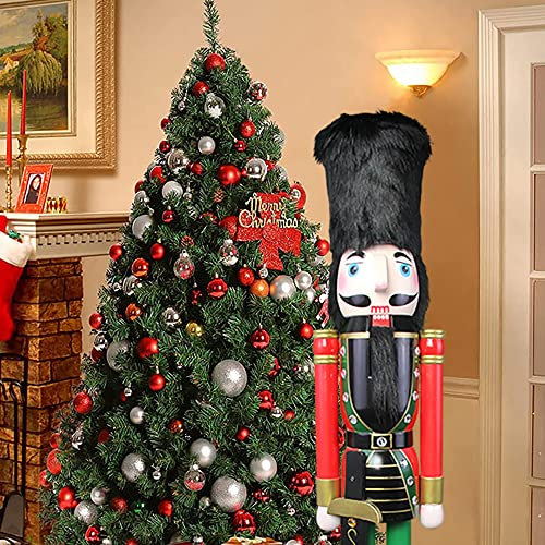 CDL 120cm de Altura Grande Tamaño Gigante de Navidad Sombrero de Peluche Cascanueces Soldado Ornamento de Madera en Soporte para Scimitar K06