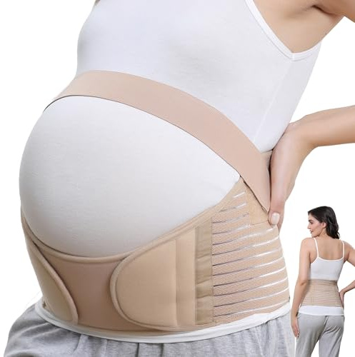 NEOtech Care Cinturón de maternidad Apoyo durante el embarazo - banda para abdomen/cintura/espalda, faja de premamá para el vientre (Beige, M)