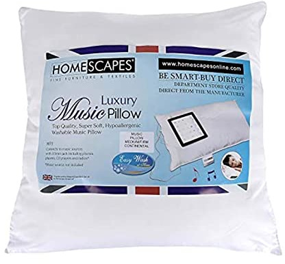 HOMESCAPES Oreiller Musical Lavable en 65 x 65 Oreiller en Microfibre avec Haut-Parleur dureté Moyenne Amovible