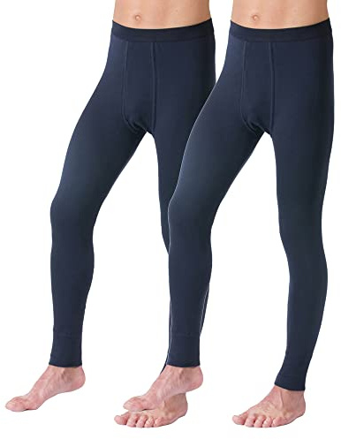 HERMKO 3540 Pack of 2 Long Johns for Men, 100% bio-Cotton, Size:Medium, Colour:Navy