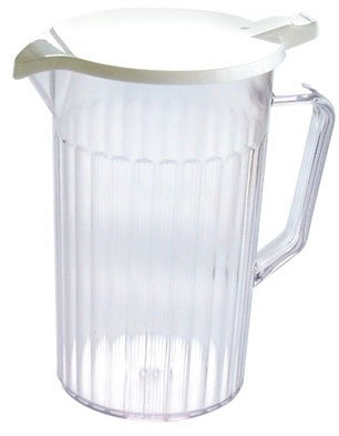 Tableware White Pack of 6 x 1400ml Plastic Jug with Lid, Polycarbonate Plastic, Drinks, Water, Care Homes, Nursing, Bedside, Measuring, Medical, Home Use, Picnics, BBQ, Virtually Unbreakable.