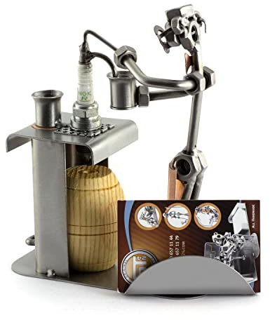 Steelman24 Schraubenmännchen Barkeeper mit Kartenhalter | Made in Germany,Handarbeit,Geschenkidee,Stahlfigur,Metallfigur,Metallmännchen