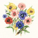 Heritage Crafts Valerie Pfeiffer Flowers Posies Pansy Posy Counted Cross Stitch Kit 14 count aida