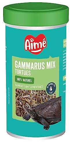 Aimé | Mix Gammarus | Cibo Tartaruga Acquatica | Alimento Complementare Naturale | Mix di Molluschi e Crostacei | Gammarus e Gamberi Secchi | 50 g | 500 ml