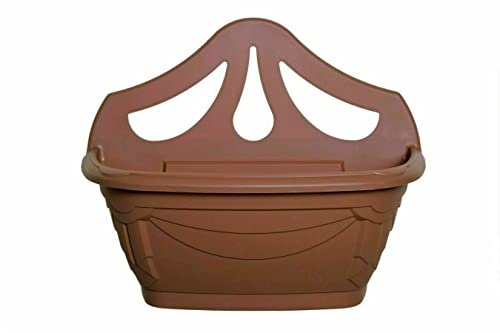 4 x Small 42cm Venetian Flat Wall Planter Plastic Garden Plant Pot Terracotta Colour