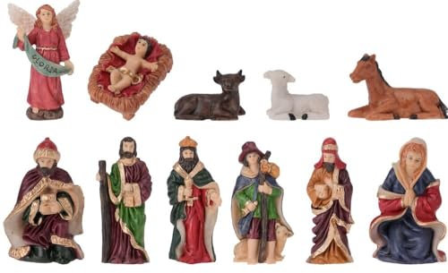 zeitzone Wunderschöne Krippenfiguren Set Handbemalt Weihnachten 11 teilig