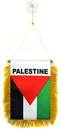 AZ FLAG - Palestine Mini Banner - 6'' x 4'' - 100% Polyester Palestinian Small Pennant for Car - Double-sided Flag with Suction Cup Hanger