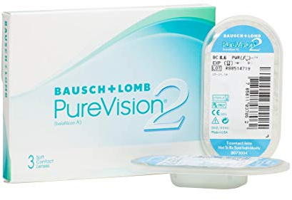 Bausch + Lomb PureVision 2 Monatslinsen, Sehr dünne sphärische Kontaktlinsen, weich, 3 Stück / BC 8.6 mm / DIA 14 / -2.50 Dioptrien