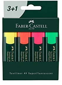Faber-Castell, Textmarkerset „Textliner“, superleuchtkräftig, Angebotsverpackung: 3 + 1 gratis