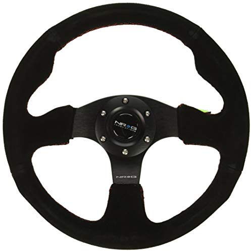 NRG Innovations RST-012S-RS Reinforced Steering Wheel (320mm Sport Suede Steering Wheelwith red stitch)