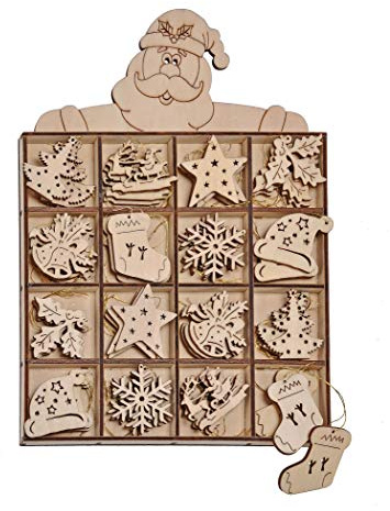 48-teiliges Holz-Anhänger Set | 8 verschiedene Motive, Je 6 Stück pro Design, Ø 3,5 cm, Mit Aufbewahrungs-Setzboard