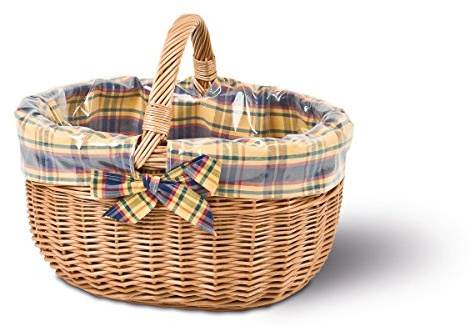 Einkaufskorb oval, braun/mehrfarbig, T 40cm x B 34cm x H 24/35cm