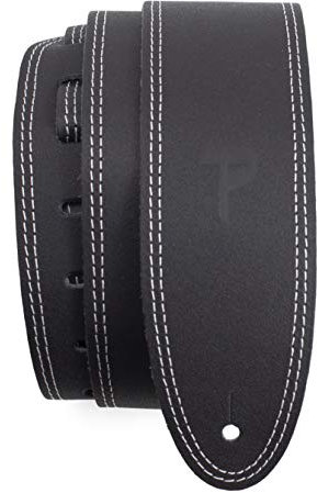 Perri's Leathers Ltd. - Gitarrengurt mit Doppelnaht - Verstellbare Länge - E-Gitarre, Akustikgitarre und Bass - Leder - Schwarz (BDS-175)