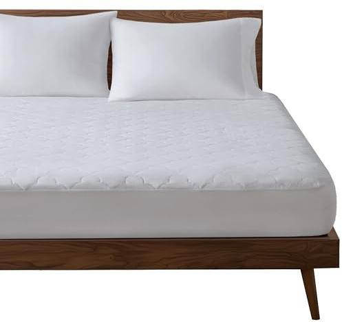 Sleep Philosophy Full Mattress Pad, Cotton Mattress Protector Classic Cloud Quilted Bed Cover, All Natural Breathable Mattress Topper Fitted Pocket Fits Up to 18, Machine Washable, White
