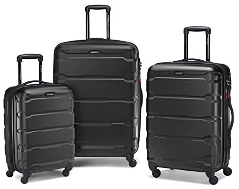 Samsonite Omni PC Hardside Expandable Luggage with Spinner Wheels, Black, 3-Piece Set (20/24/28)