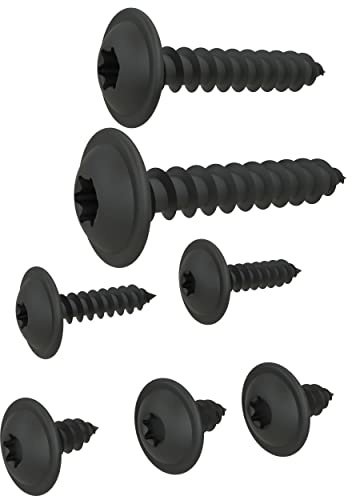 Blechschrauben Flachkopf mit Scheibe TORX schwarz verzinkt DIN 7049 Auswahl: 3,9 x 9,5 mm, 100 Stück