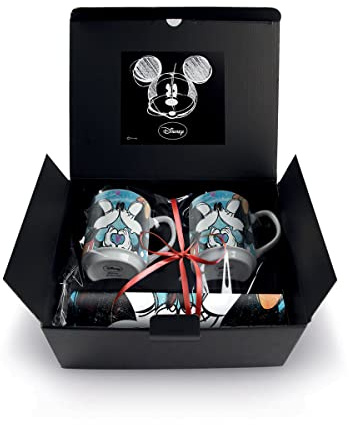Egan Juego de 2 tazas apilables Mickey con 2 manteles individuales azules
