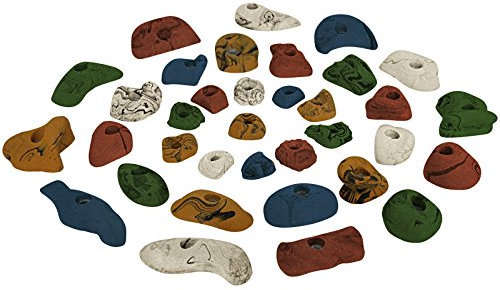 ALPIDEX 35 Klettergriffe | Klettersteine | Kletterfläche 3-5 m² | Griffe Größen L, M, S | Klettergriffset | Wetterfest, Farbe:bunt