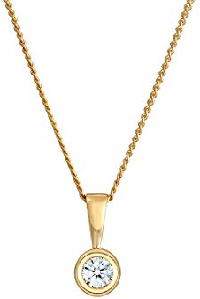 Elli DIAMONDS Halskette Damen Solitär Rund Kreis mit Diamant (0.11 ct.) in 585 Gelbgold