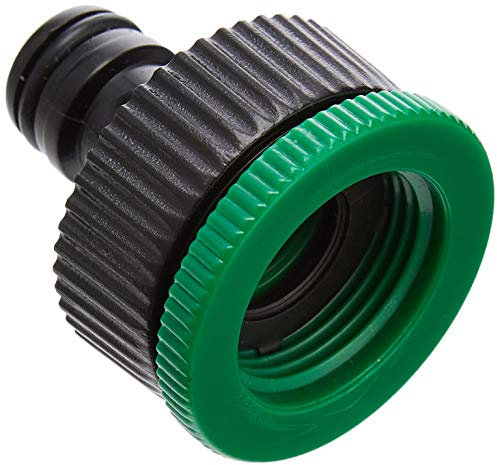 Merriway BH03992 Screw-On Plastic Snap-Fit Garden Hose Tap Reducing Connector Adaptor, 25 mm (1 inch) Tap to 19mm (3/4 inch) Hose , Green