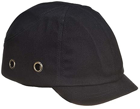 Portwest Short Peak Bump Cap, Size: One Size, Colour: Black, PW89BKR