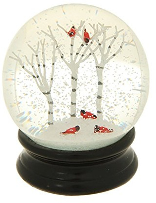 Winter Snow Globe by RAZ Imports: 4.5 Inch Cardinal Snow Globe (Birch Trees)