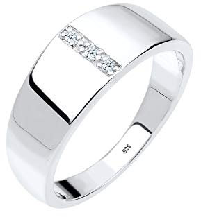 Elli DIAMONDS Ring Damen Basic Bandring Diamant (0.015 ct.) in 925 Sterling Silber
