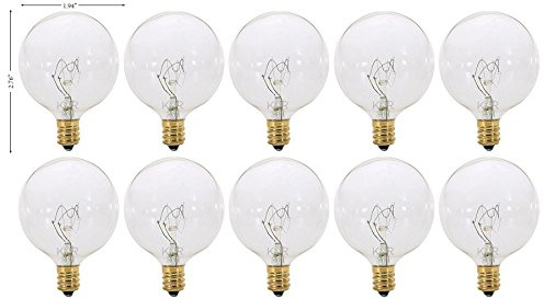 KOR (Pack of 10) G16.5 Clear FinshDecorative (E12) Candelabra Base Globe Shape Incandescent 120V G16 1/2 Light Bulbs (15)