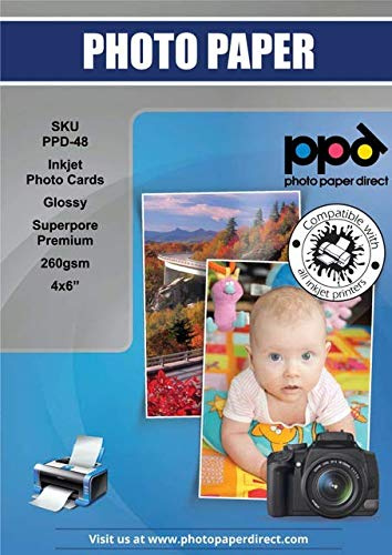 PPD 10x15cm 100 Fogli 260g Carta Fotografica Lucida Premium Per Stampanti Inkjet - PPD-48-100