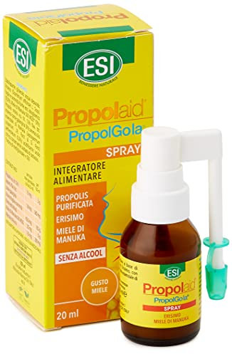 ESI - Propolaid Spray Gola al Miele di Manuka, Integratore Alimentare con Propolis, Favorisce il Benessere del Cavo Orale e delle Vie Respiratorie, Senza Glutine, Alcool e Vegetariano, 20 ml