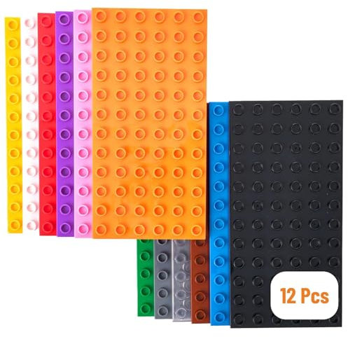 Strictly Briks Spielzeugbausteine, Big Briks stapelbare Grundplatten für Türme, Regale und mehr, 100% kompatibel mit Allen großen Marken, Regenbogenfarben, 12er-Pack, 7,5 x 3,75 Zoll